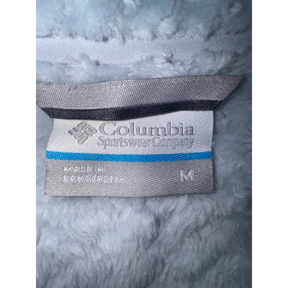 Columbia Fire Side II Sherpa Jacket Women Light Blue Full Zip Textured Fleece M - Picture 7 of 8